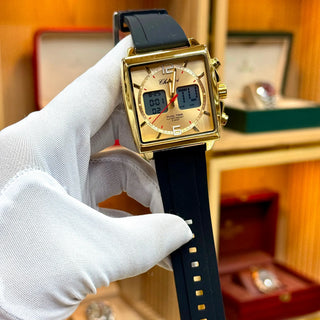 CHENXI Original Dual Time Digital Analog Watch with Black Rubber Strap