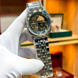Rovite Original Skeleton Dial Gold-Tone Bracelet Watch