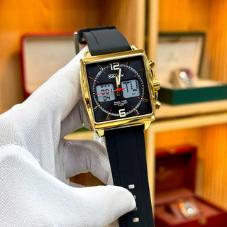 CHENXI Original Dual Time Digital Analog Watch with Black Rubber Strap