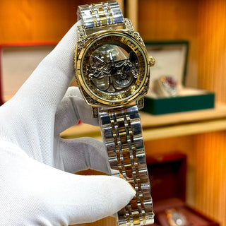 Rovite Original Skeleton Dial Gold-Tone Bracelet Watch