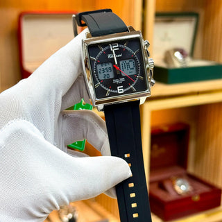 CHENXI Original Dual Time Digital Analog Watch with Black Rubber Strap