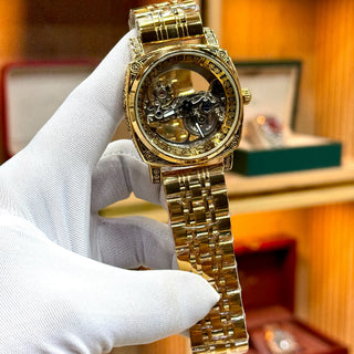 Rovite Original Skeleton Dial Gold-Tone Bracelet Watch