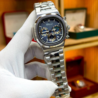 CHENXI original chronograph watch showing detailed blue dial, sub-dials and date display