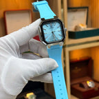 ELEGANCE Original sky blue dial watch with a light blue strap and polished silver-tone case