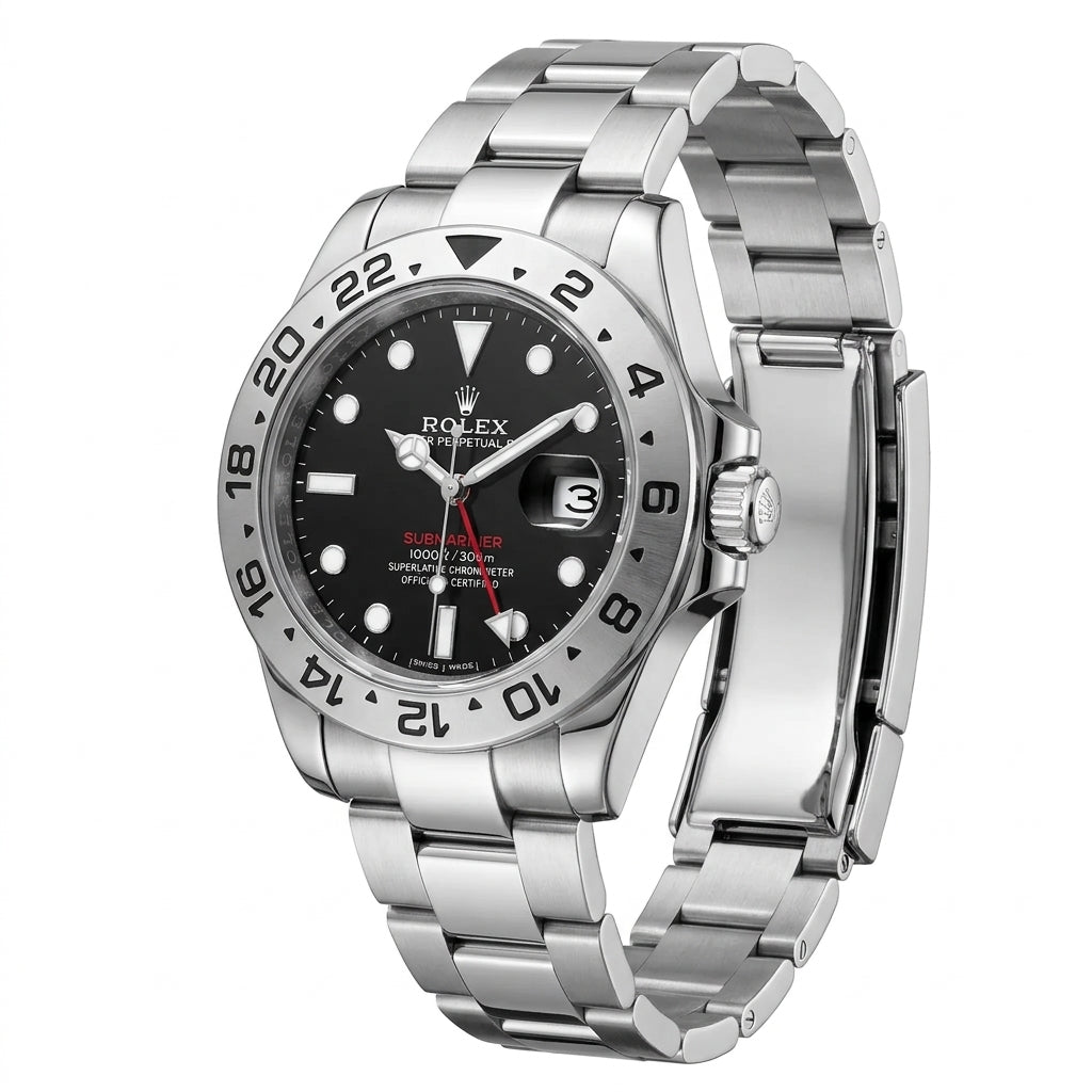 Rolex Style GMT Automatic-Quartz Watch – Steel Bracelet & Rotating Bezel