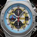 Macro close-up view highlighting the dial details of the Extri watch.