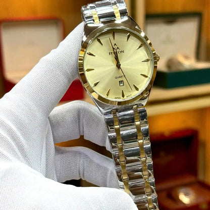 FITRON original men’s quartz watch with gold stainless steel bracelet
