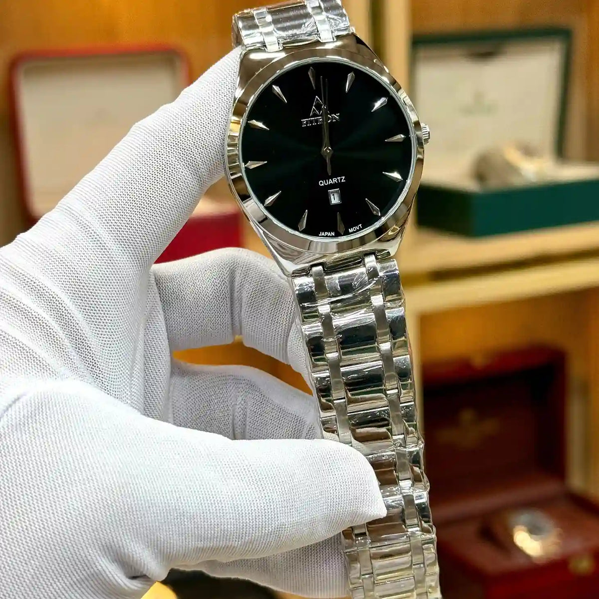 FITRON men’s silver and black dial quartz watch